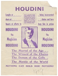 HOUDINI, Harry (Erik Weisz, 1874 – 1926). Houdini Theatrica...
