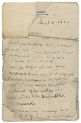 HOUDINI, Harry (Erik Weisz, 1874 – 1926). Houdini ALS to De...
