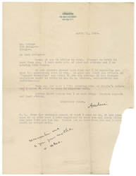 HOUDINI, Harry (Erik Weisz, 1874 – 1926). Typed Letter Sign...