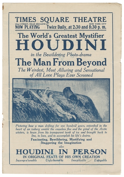 HOUDINI, Harry (Erik Weisz, 1874 – 1926). Man From Beyond T...