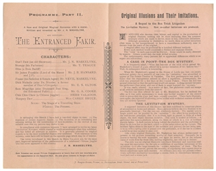 [KELLAR]. VALADON, Paul. Entranced Fakir Egyptian Hall Prog...