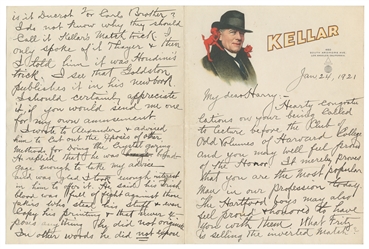 KELLAR, Harry (1849 – 1922). Kellar ALS to Harry Houdini. D...