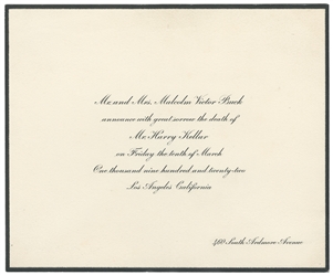 KELLAR, Harry (1849 – 1922). Harry Kellar Death Announcemen...