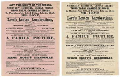 LOVE, William Edward (1806 – 67). Two Ventriloquism Broadsi...