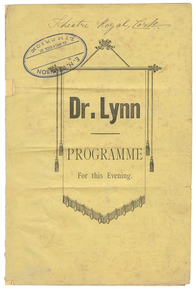LYNN, Dr. (J.W. Simmons, 1836 - 99). Dr. Lynn Programmeme for...