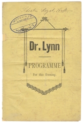 LYNN, Dr. (J.W. Simmons, 1836 - 99). Dr. Lynn Programmeme for...