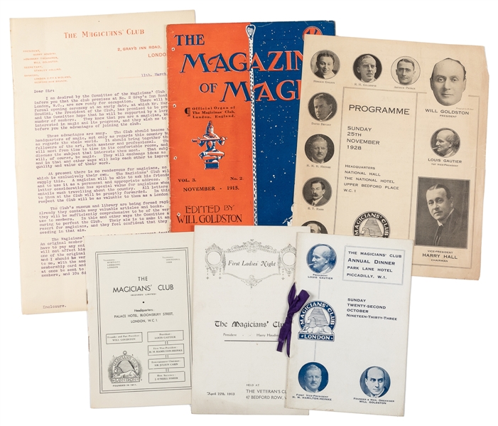 [MAGICIANS CLUB]. Archive of Magicians Club Documents and...