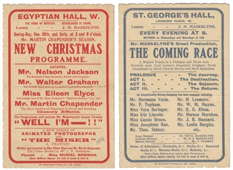 [MASKELYNES]. Two Maskelyne Theatre Advertising Cards. The ...