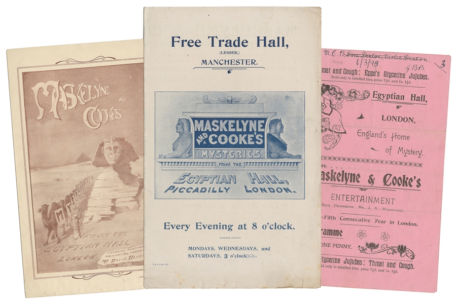 [MASKELYNE & COOKE]. Three Egyptian Hall/Touring Company Pr...