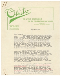 OKITO (Tobias Bamberg, 1875 – 1963). Important TLS from Oki...