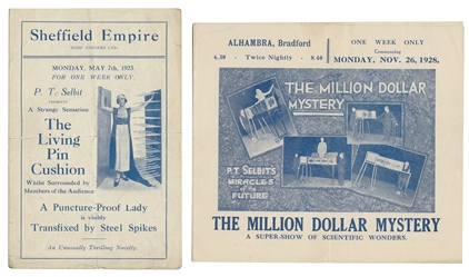 SELBIT, P.T. (1881 – 1938). Three Pieces of Selbit Ephemera...