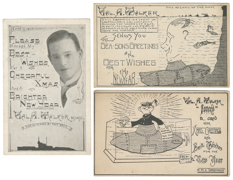 WALKER, Val (1890 – 1969). Three Christmas Postcards. 1916 ...