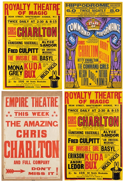 CHARLTON, Chris (1887 – 1963). Group of Four Magic Posters....