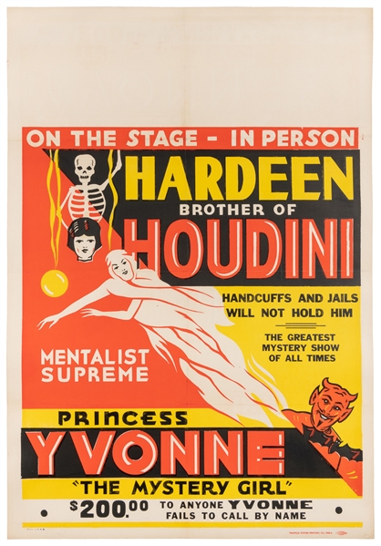 HARDEEN (Theo. Weiss, 1876 – 1945). On the Stage – In Perso...