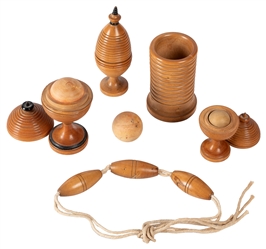 Five Turned Wooden Magic Props. Circa 1880s. Including two ...