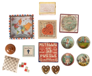 [PUZZLES]. Collection of Vintage Puzzles. Including a turne...