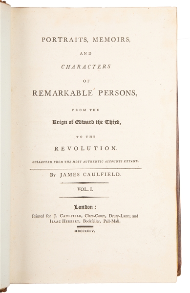 CAULFIELD, James (1764 – 1826). Portraits, Memoirs, and Cha...