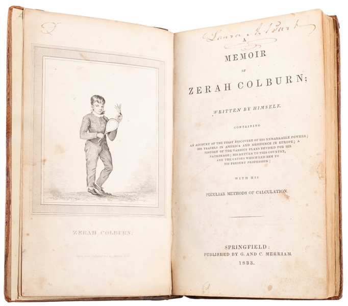 COLBURN, Zerah (1804 – 39). A Memoir of Zerah Colburn. Spri...