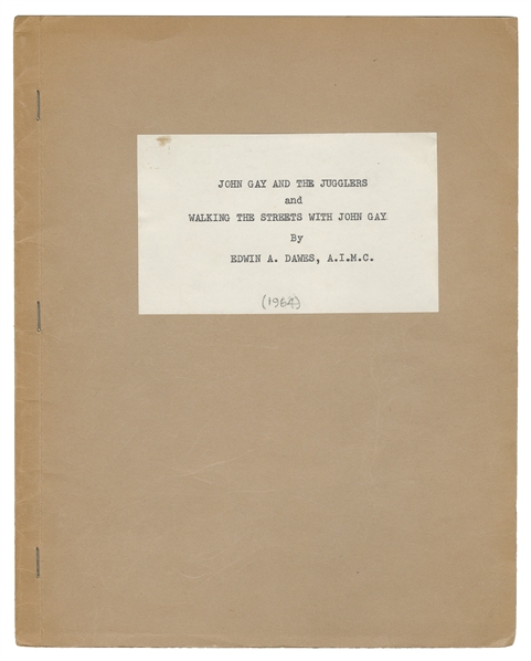 DAWES, Edwin (1925 – 2023). John Gay and the Jugglers…
