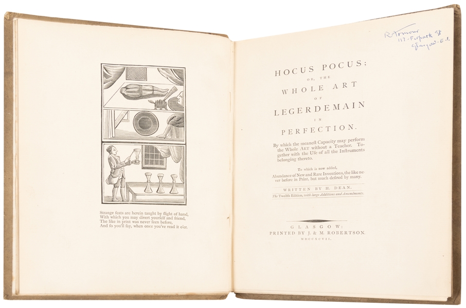 DEAN, Henry. Hocus Pocus, or the Whole Art of Legerdemain i...