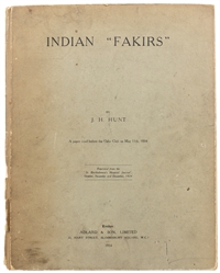 HUNT, J.H. Indian “Fakirs. London: Adlard & Son, Limited, ...