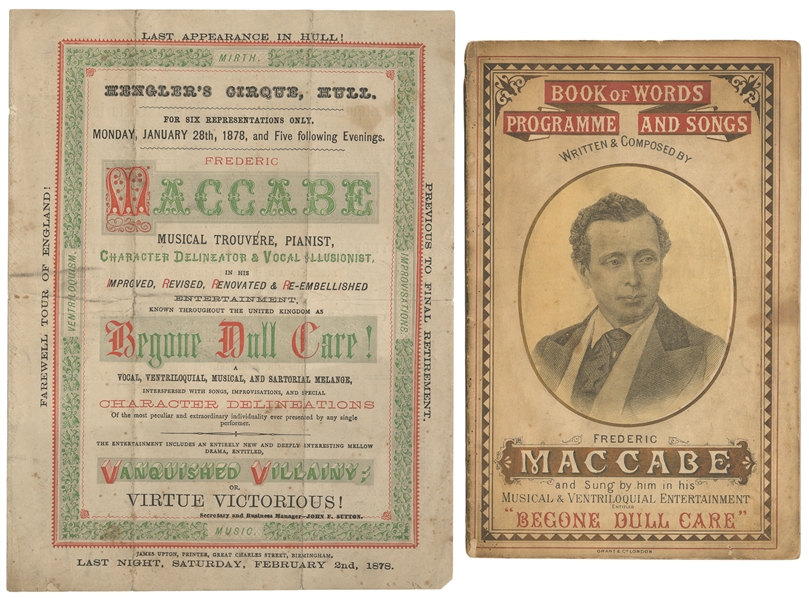 MACCABE, Frederic (1831 – 1904). Book of Words. Programmeme a...