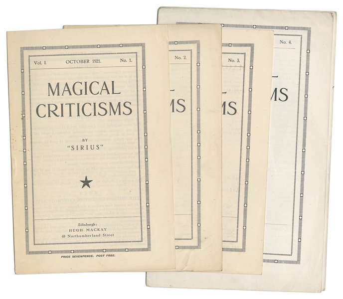 Magical Criticisms. Hugh MacKay. Quarterly. V1 N1 (Oct. 192...