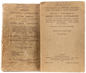 PRICE, Harry (1881 – 1948). Short-Title Catalogue of Works ...