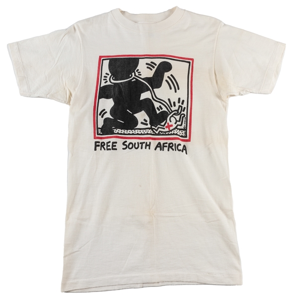 [T-SHIRT]. HARING, Keith (1958–1990). Free South Africa T-S...