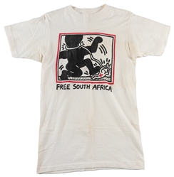 [T-SHIRT]. HARING, Keith (1958–1990). Free South Africa T-S...