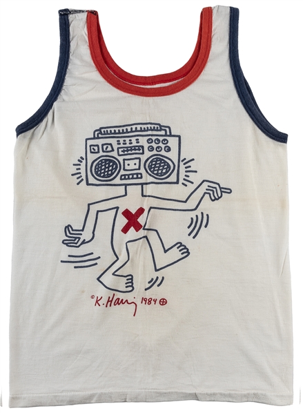 [T-SHIRT]. HARING, Keith (1958–1990). Dancing Boombox Head ...