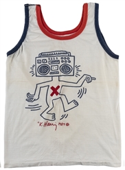 [T-SHIRT]. HARING, Keith (1958–1990). Dancing Boombox Head ...