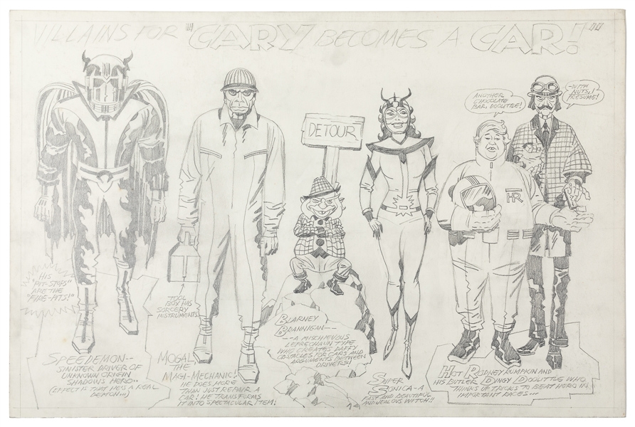 KIRBY, Jack (1917–1994). Original Concept Art of Villains f...