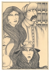 [PRISON ART]. Group of Four Envelopes with Original Artwork...