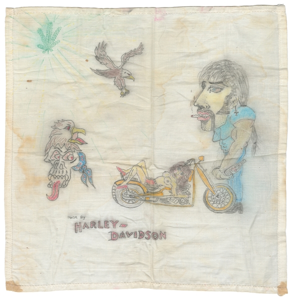 [PRISON PAÑO]. ARTIST UNKNOWN. “Harley Davidson" Motorcycle...