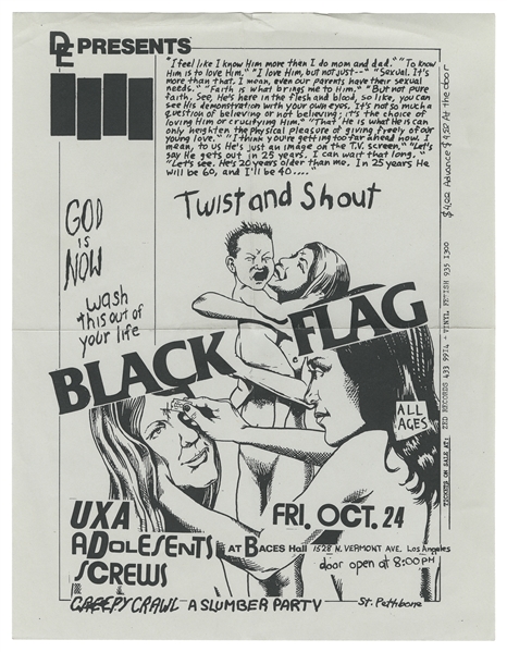 PETTIBON, Raymond (American, b. 1957). Black Flag with UXA,...