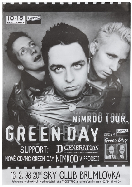 Green Day Nimrod Tour. 1998. Pair of identical offset litho...