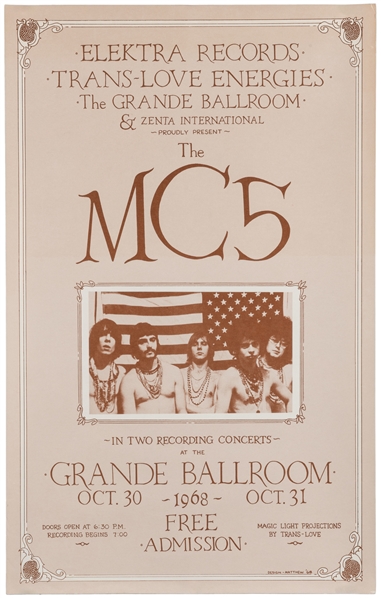 The MC5 / Grande Ballroom. 1968. Offset lithograph poster, ...