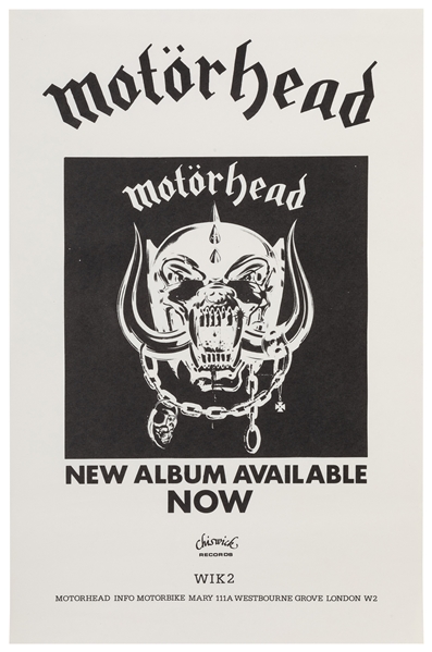 Motorhead First Album Promo Poster, Phil “Philthy Animal" T...