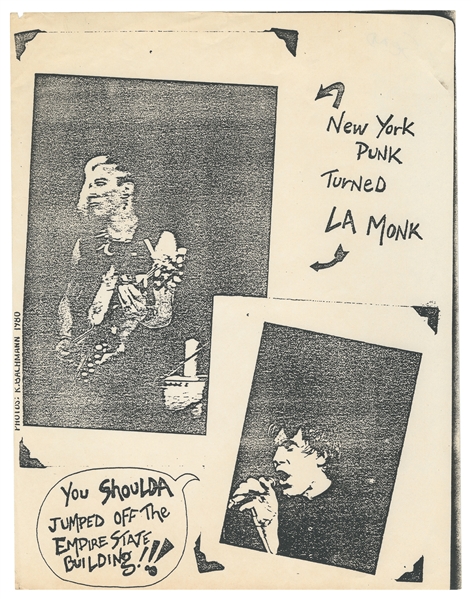 New York Punk / Turned LA Monk Concert Flyer. [New York], 1...