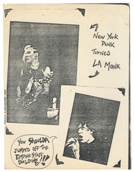 New York Punk / Turned LA Monk Concert Flyer. [New York], 1...