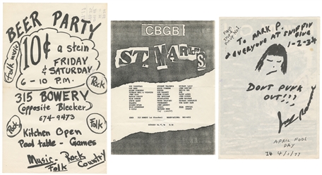 Three pieces of 1970s NYC and London Punk Ephemera. Circa 1...