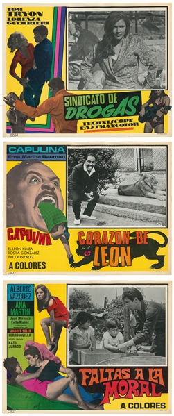 [LOBBY CARDS]. Group of 32 Color Mexican Lobby Cards with S...