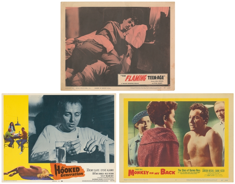 [LOBBY CARDS]. Group of Nearly 16 Drug Addiction Exploitati...