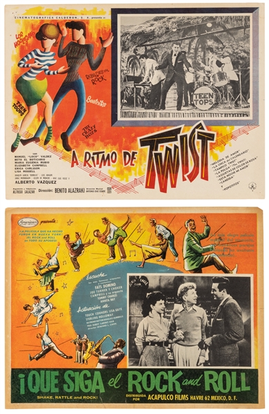 [LOBBY CARDS]. Four Spanish Language RocknRoll Movie Lobb...