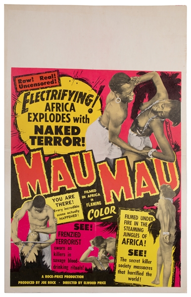 Mau Mau. Circa 1950s. African exploitation film window card...