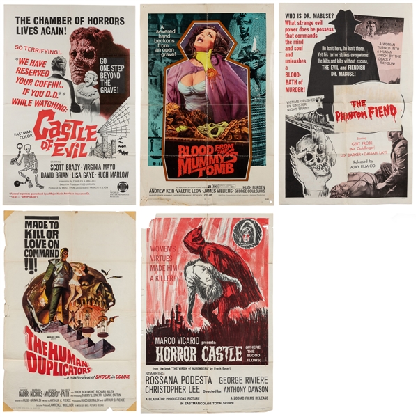 [MOVIE POSTER]. Five B-Horror Film Posters. 1962–1972. Grou...