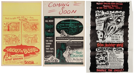 Two Horror Movie Window Cards and One Poster. N.d. Three si...