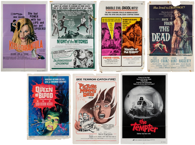 [MOVIE POSTER]. Seven B-Horror Film Posters Featuring Women...