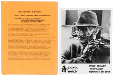 Robert Englund “Freddy Krueger" Signed Contract and Headsho...